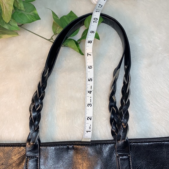 ELIM & PAUL Black Synthetic Leather Large Tote Shoulder Bag - Picture 11 of 12